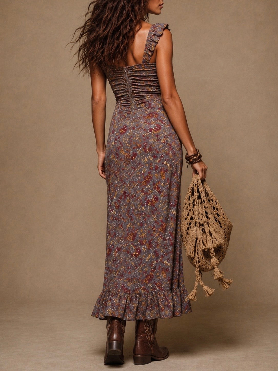 Nala - vestido largo floral con abertura lateral