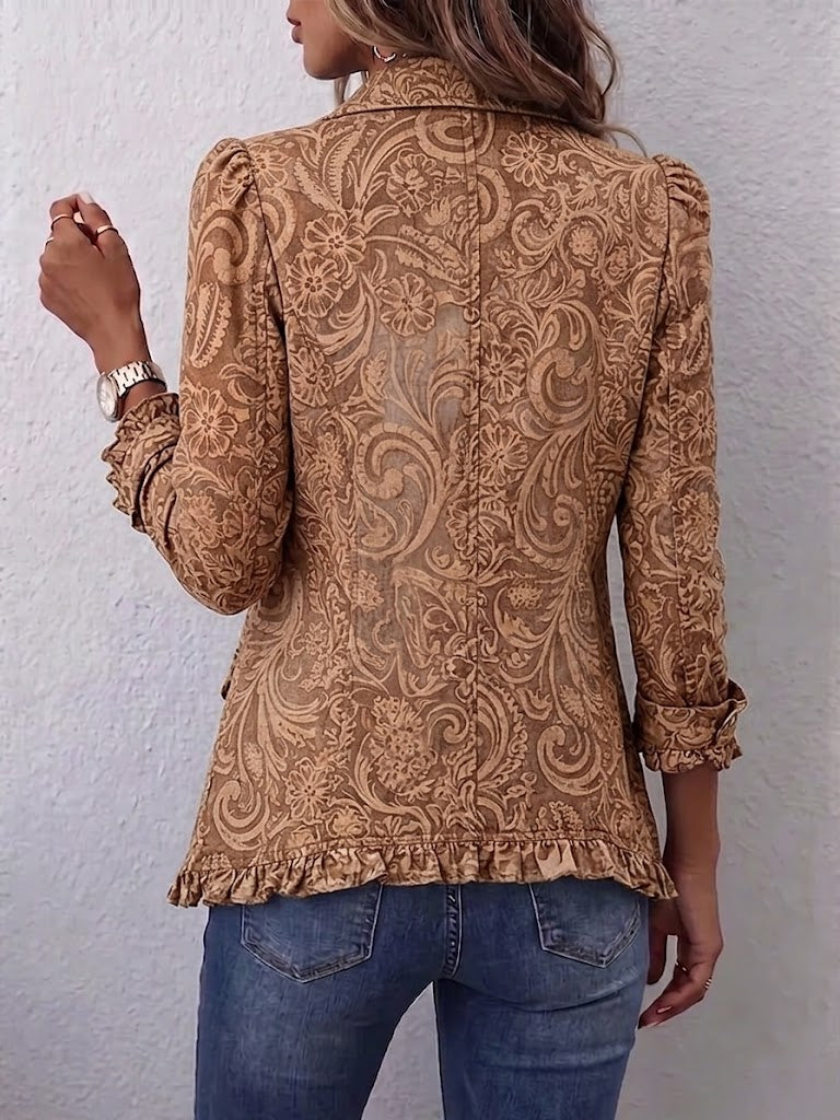 Candelaria | Chamarra Floral Vintage con Volantes