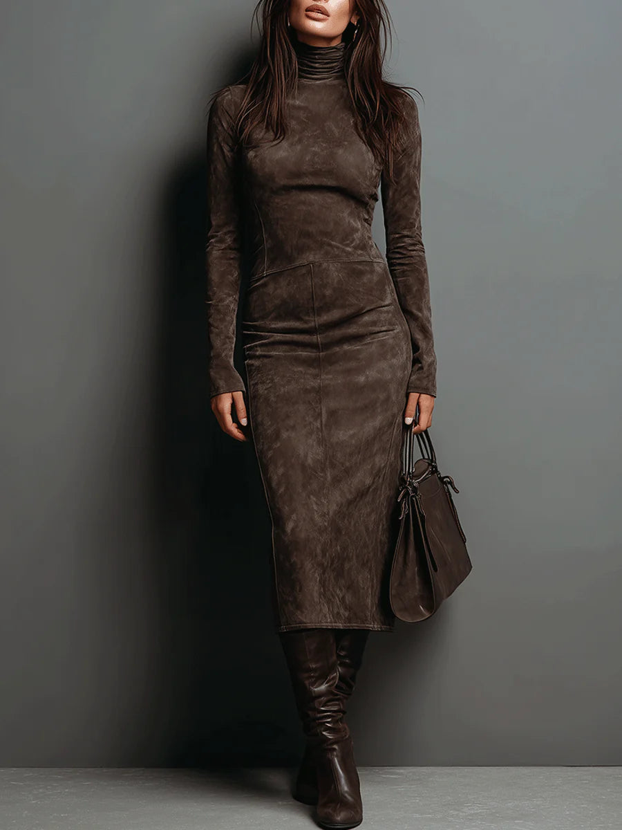 Lorena - Robe midi marron
