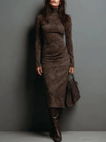 Lorena - Robe midi marron