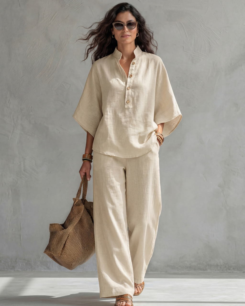 Elena | Conjunto Mujer de Algodón y Lino Negro