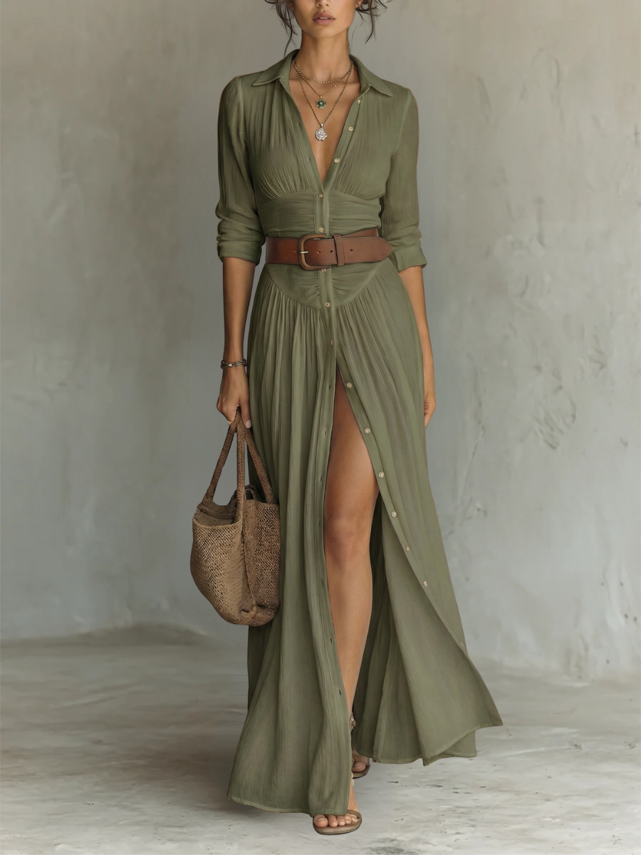 Lunara | Vestido Maxi Elegante con Cuello