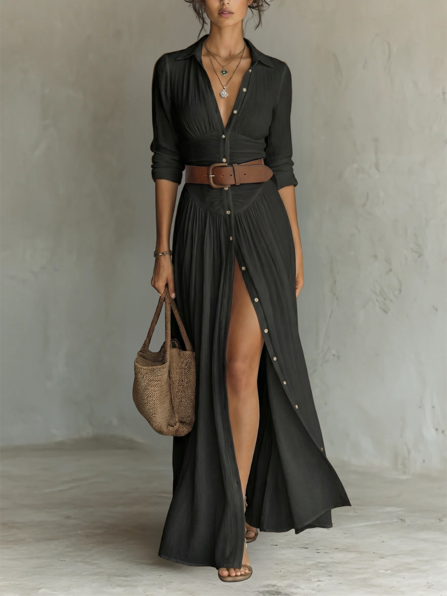 Lunara | Vestido Maxi Elegante con Cuello