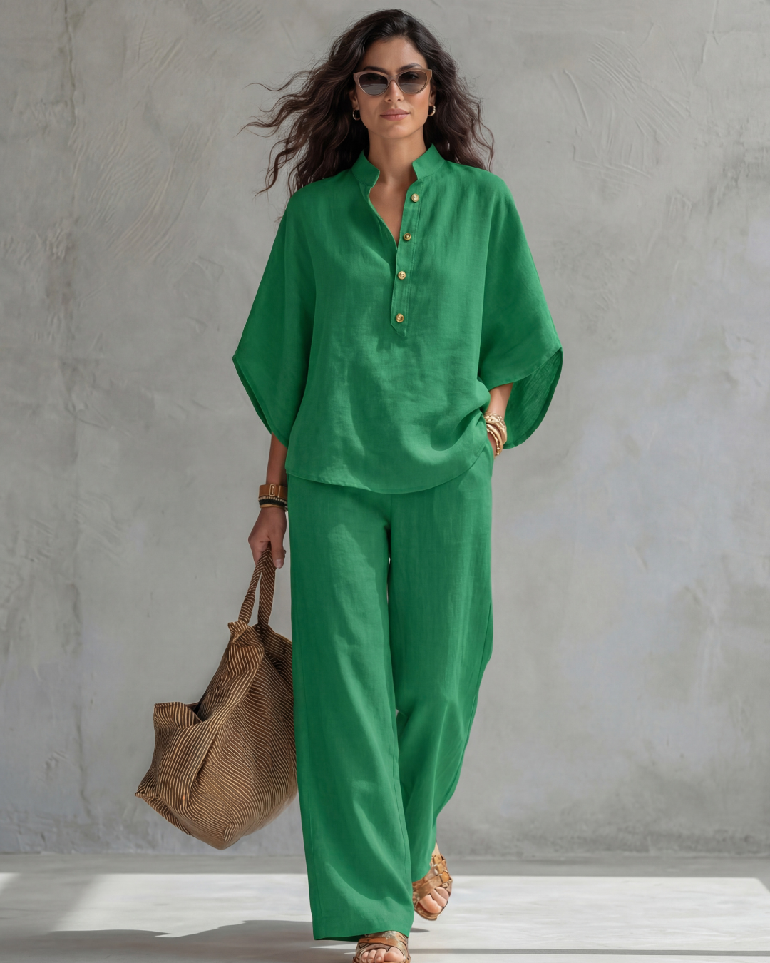 Elena | Conjunto Mujer de Algodón y Lino Amarillo