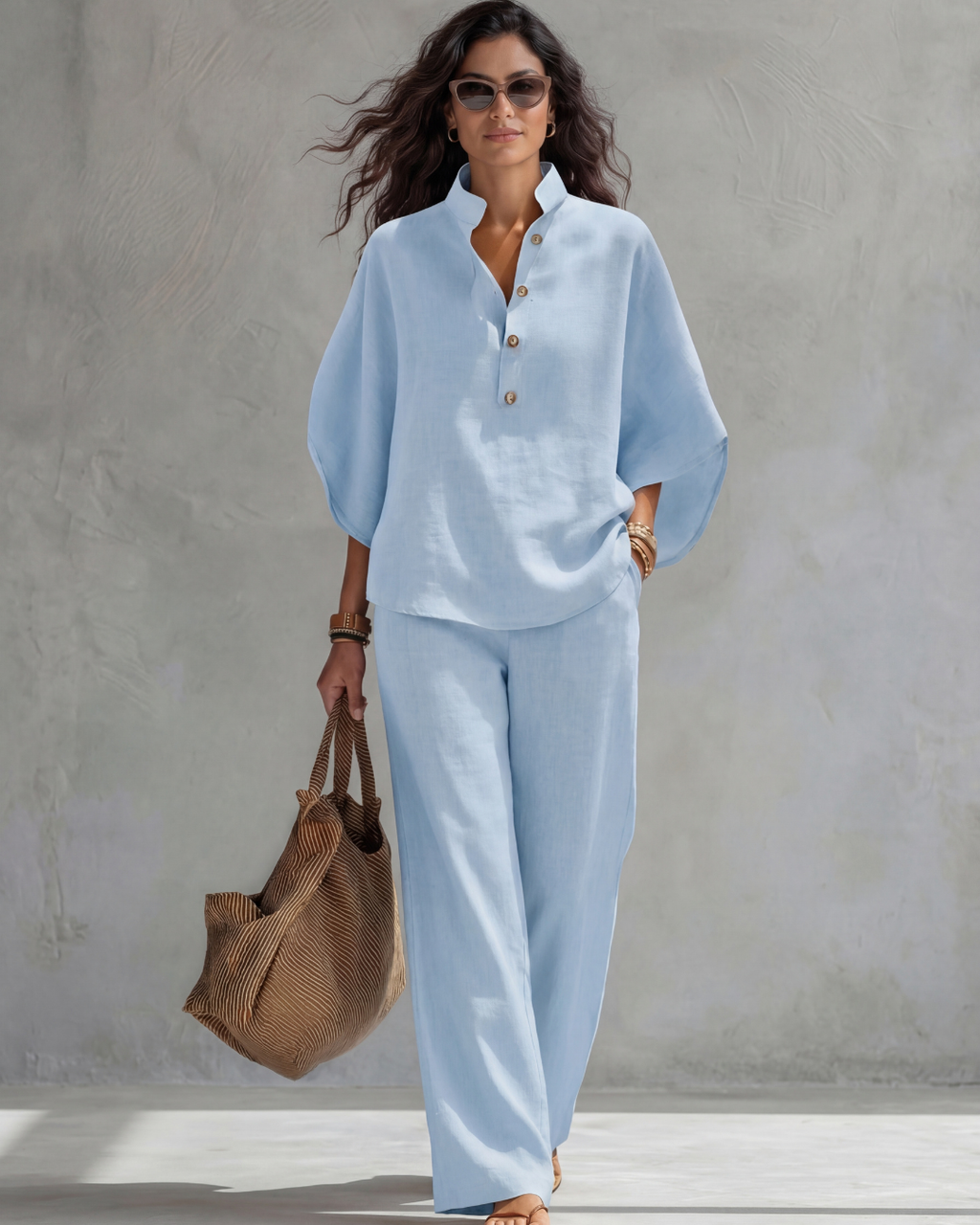 Elena | Conjunto Mujer de Algodón y Lino Blanco
