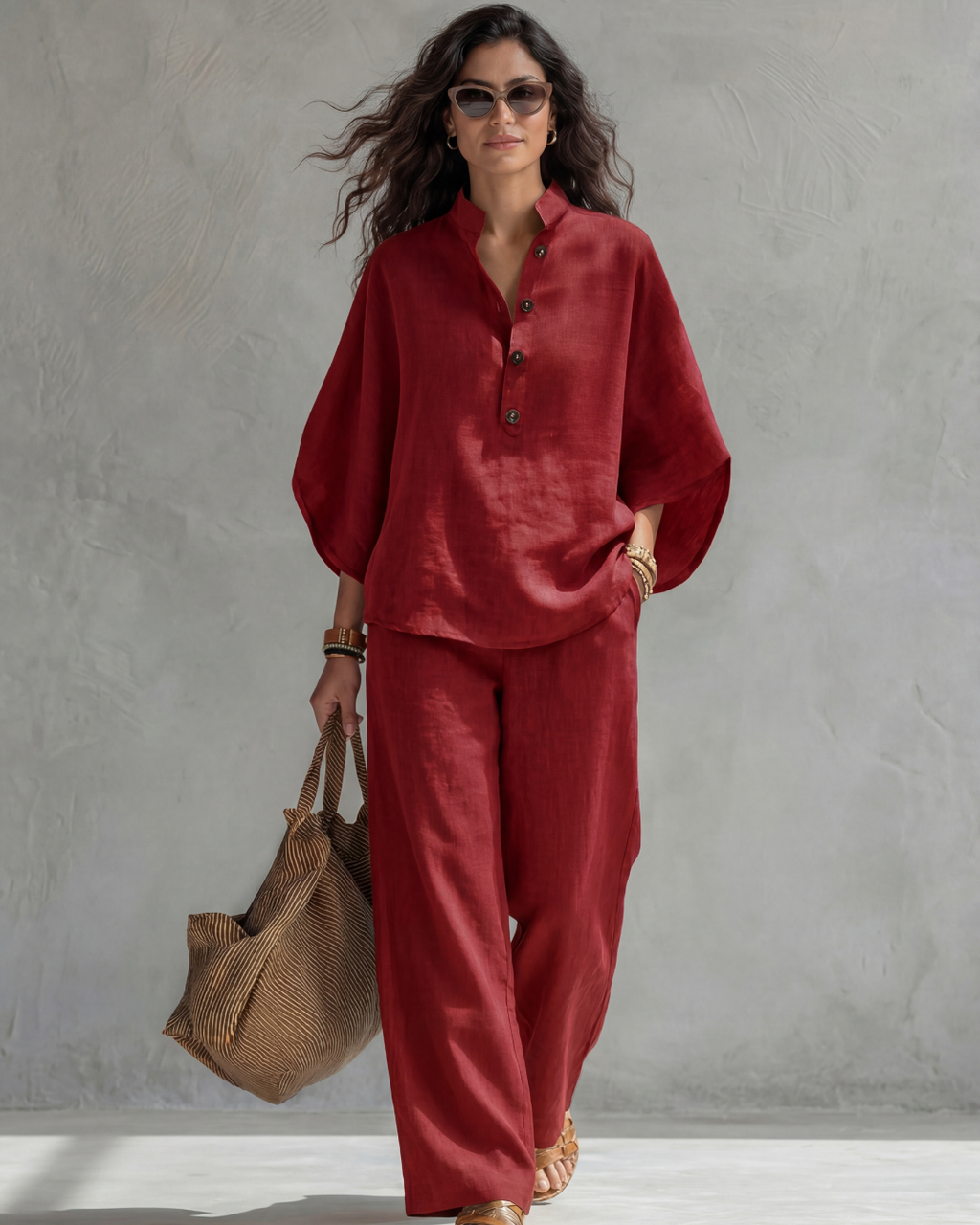 Elena | Conjunto Mujer de Algodón y Lino Blanco