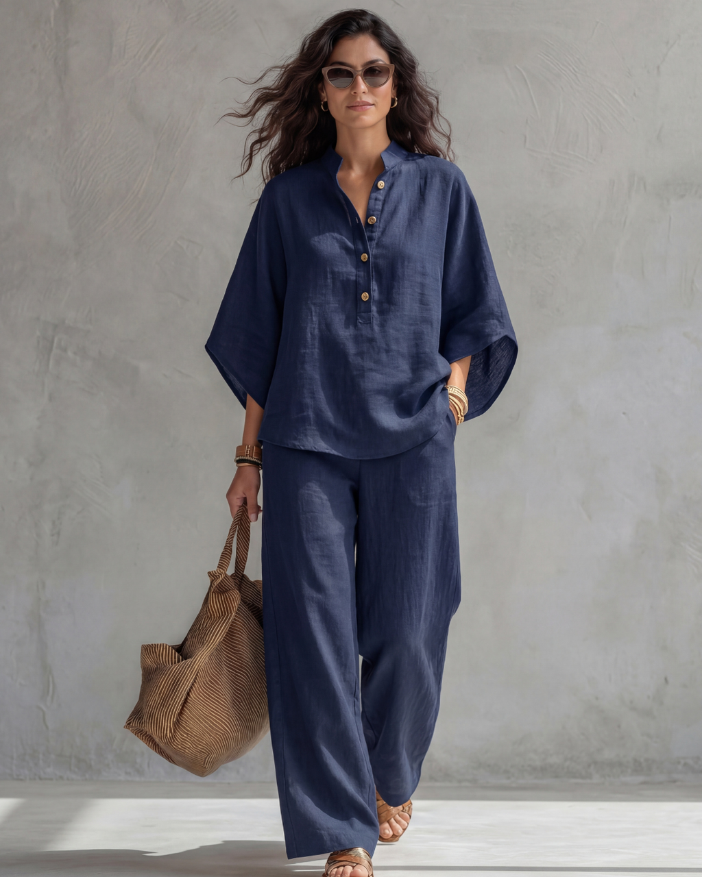 Elena | Conjunto Mujer de Algodón y Lino Negro