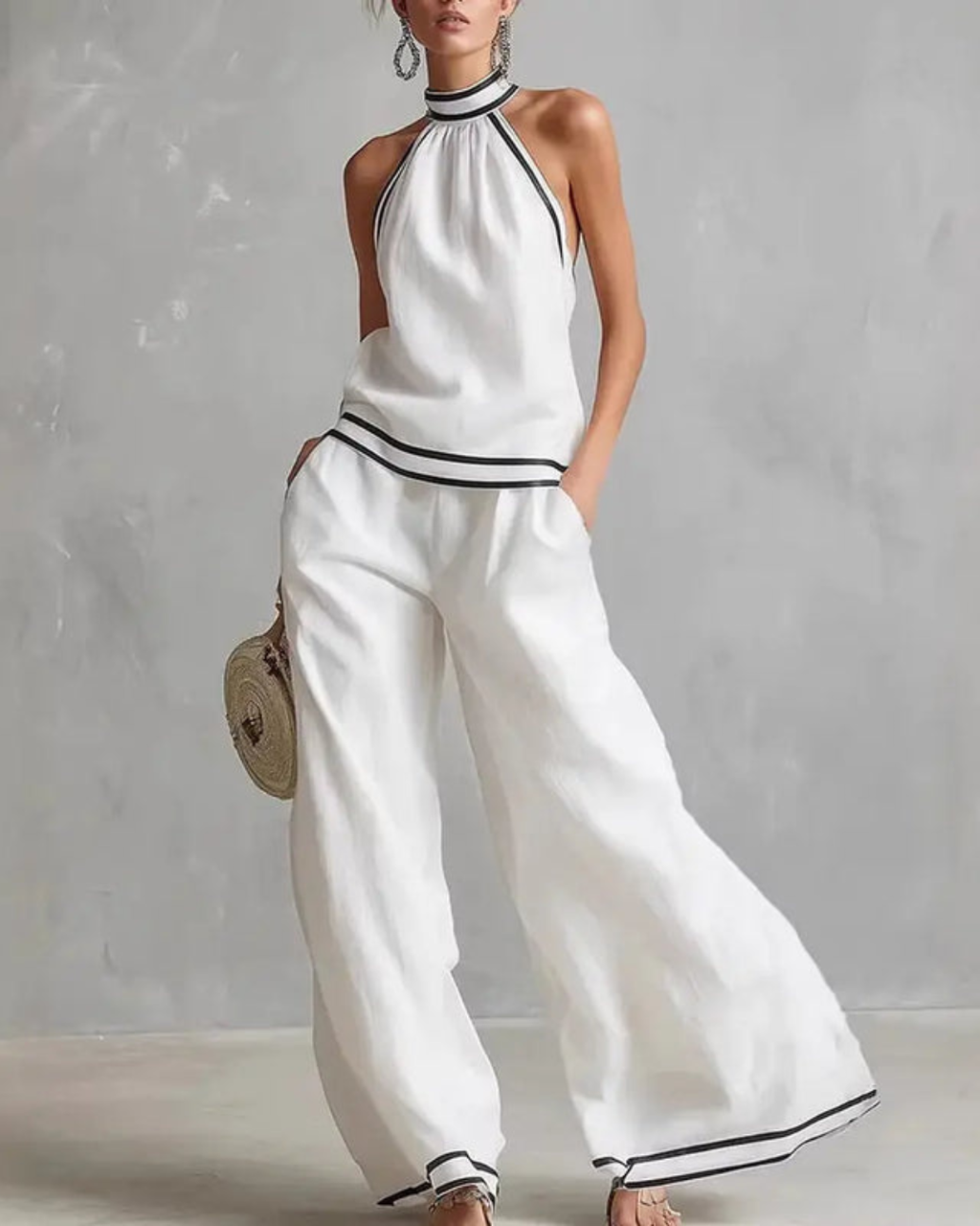 Isabella | Conjunto Halter Premium Algodón y Lino