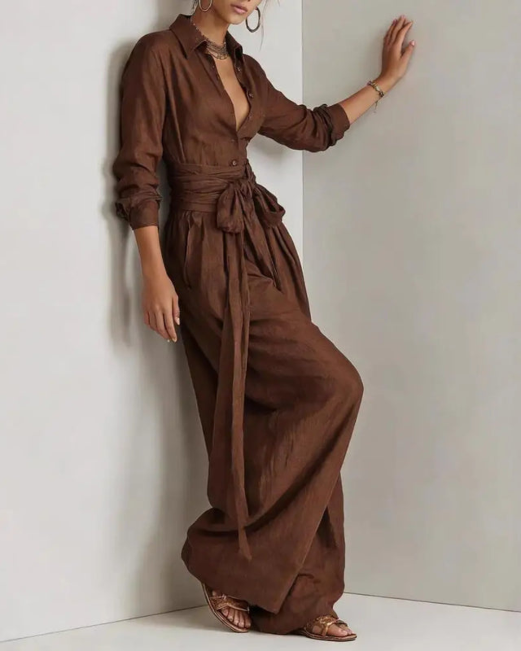 Andrea | Conjunto casual camisa y pantalón ancho lounge.