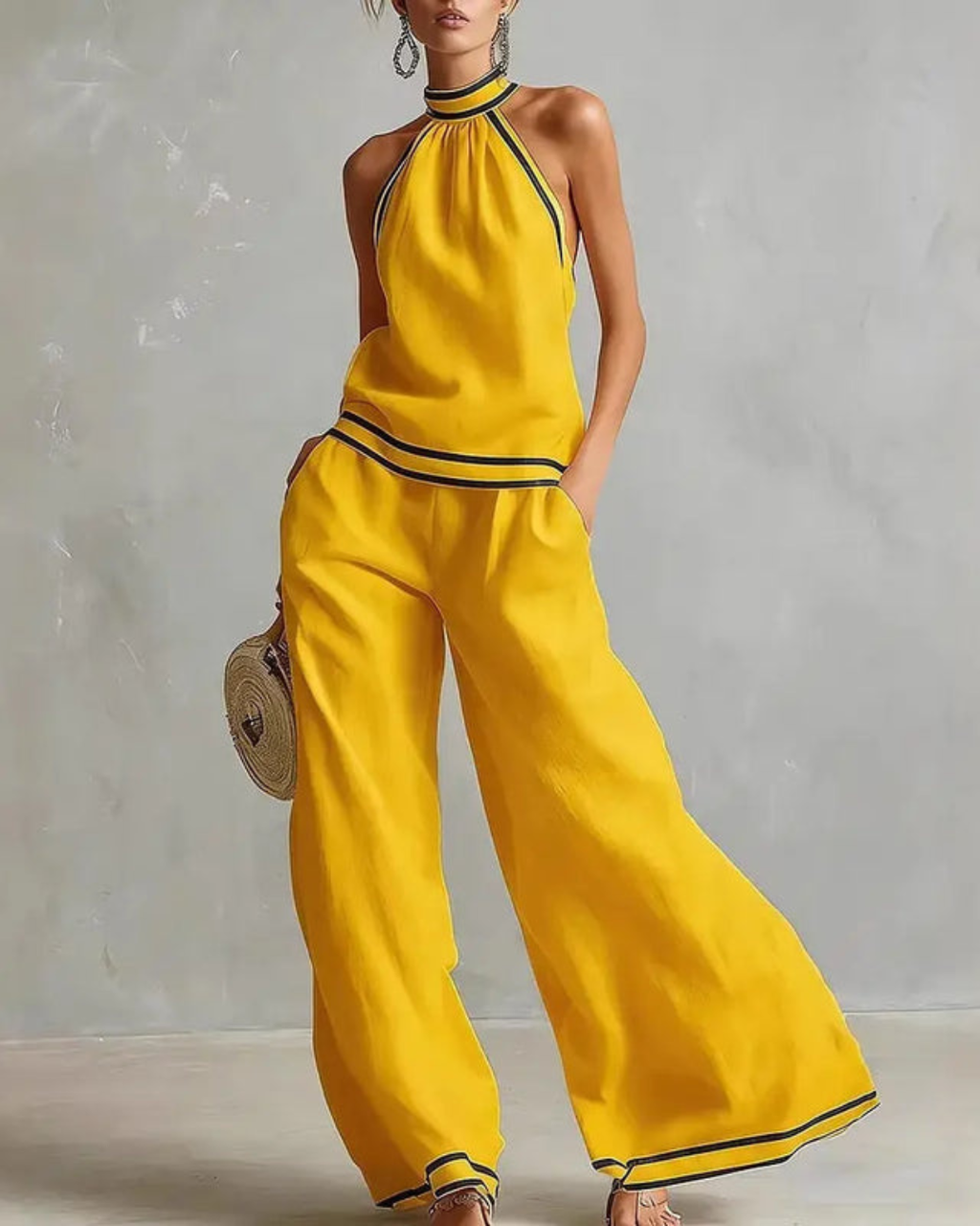 Isabella | Conjunto Halter Premium Algodón y Lino