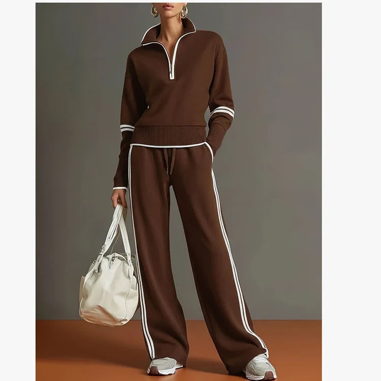 Paulina | Conjunto Sudadera con Ribete y Pantalón Ancho