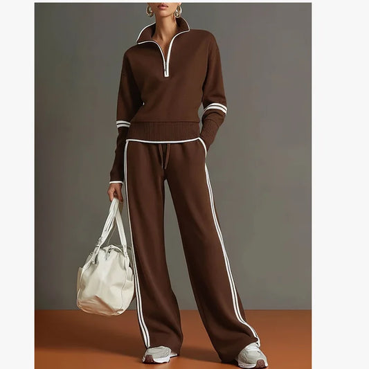 Paulina | Conjunto Sudadera con Ribete y Pantalón Ancho