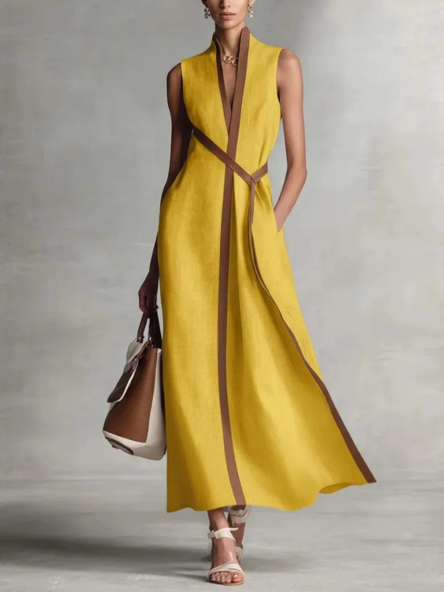 Valeria | Vestido Maxi Mujer Cuello V Rayas