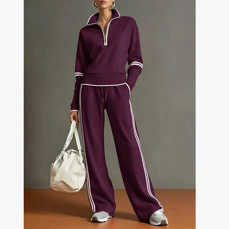 Paulina | Conjunto Sudadera con Ribete y Pantalón Ancho