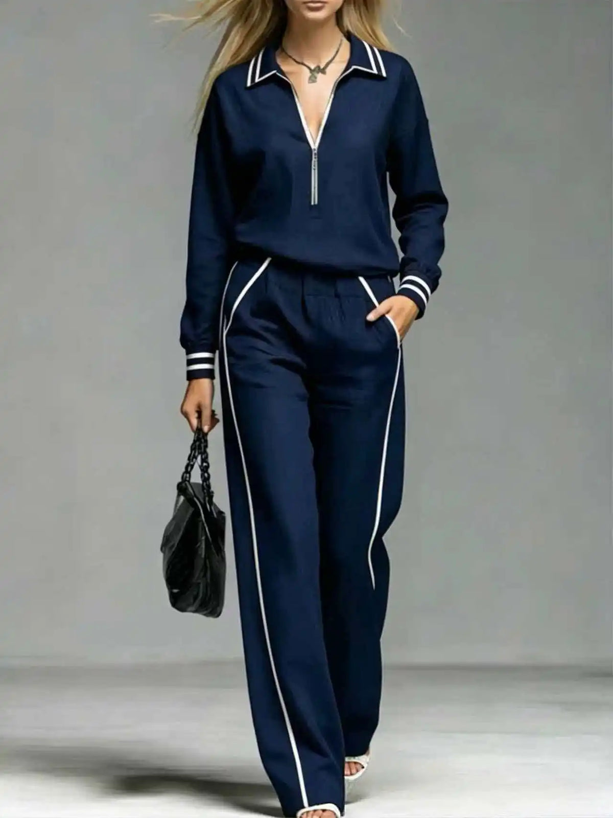 Renata | Conjunto Sudadera a Rayas y Pantalón Ancho