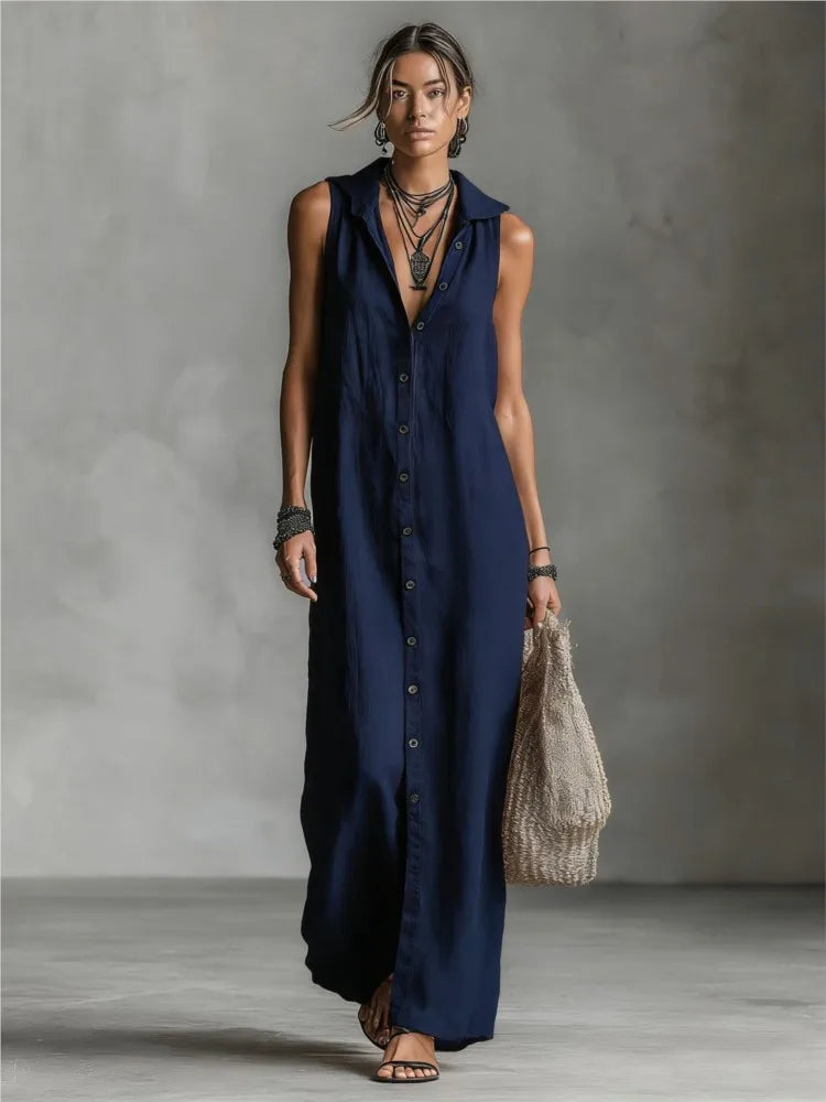 Camila | Vestido de Algodón y Lino con Capucha