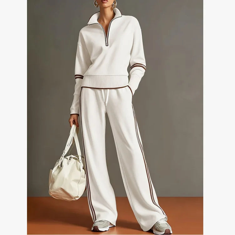 Paulina | Conjunto Sudadera con Ribete y Pantalón Ancho