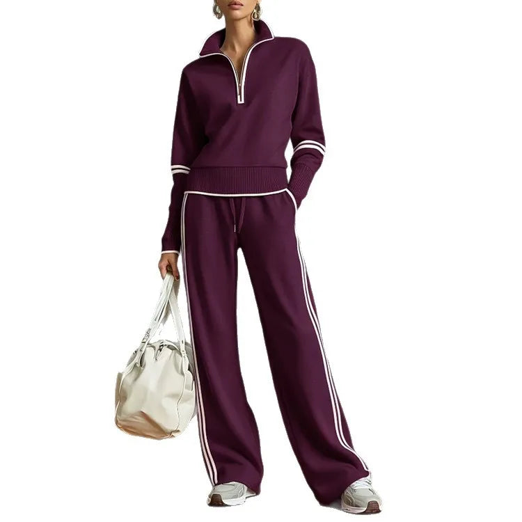 Paulina | Conjunto Sudadera con Ribete y Pantalón Ancho