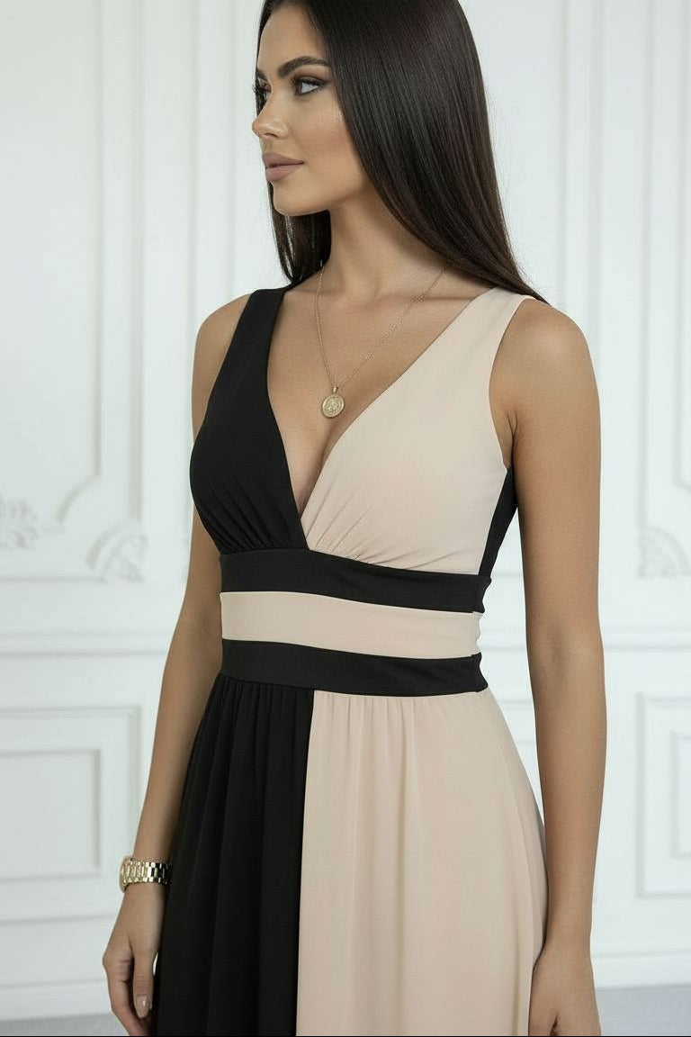 Laura | Vestido Bicolor con escote