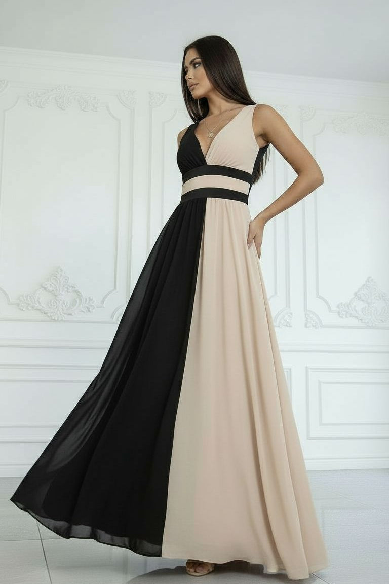 Laura | Vestido Bicolor con escote