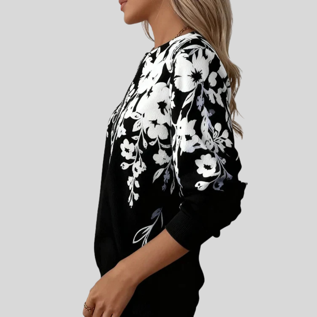 Crimson™ | Sudadera con Cierre Estampado Floral