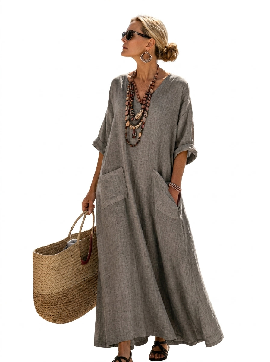 Caftan Maxi Long™ — Blanc Brodé Artisanal