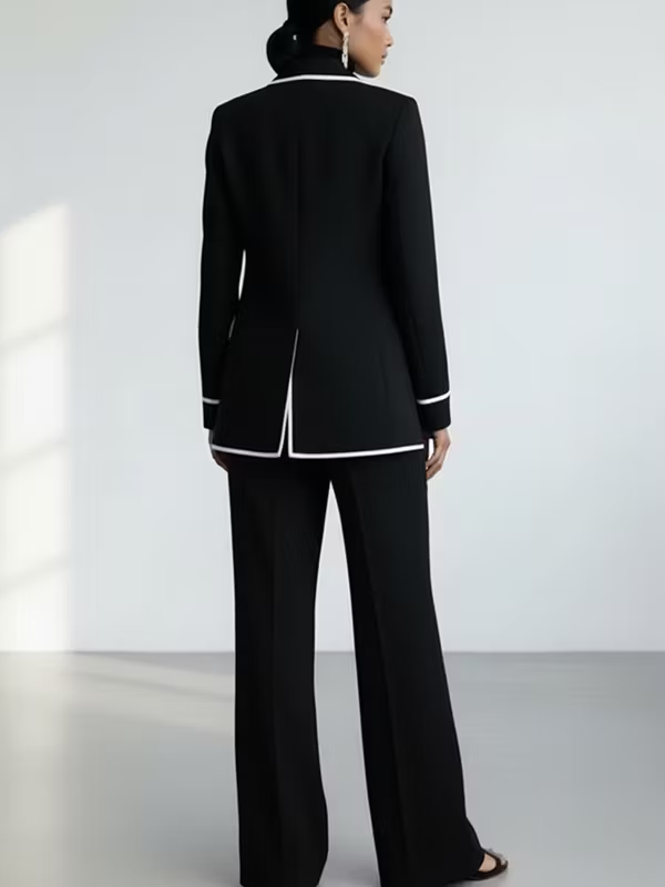 Claudia | Conjunto Blazer con Ribete y Pantalón Ancho