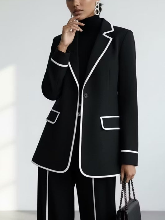 Claudia | Conjunto Blazer con Ribete y Pantalón Ancho