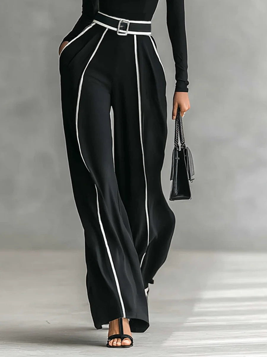 Emma - Ensemble élégant en deux pièces avec col montant et pantalon large