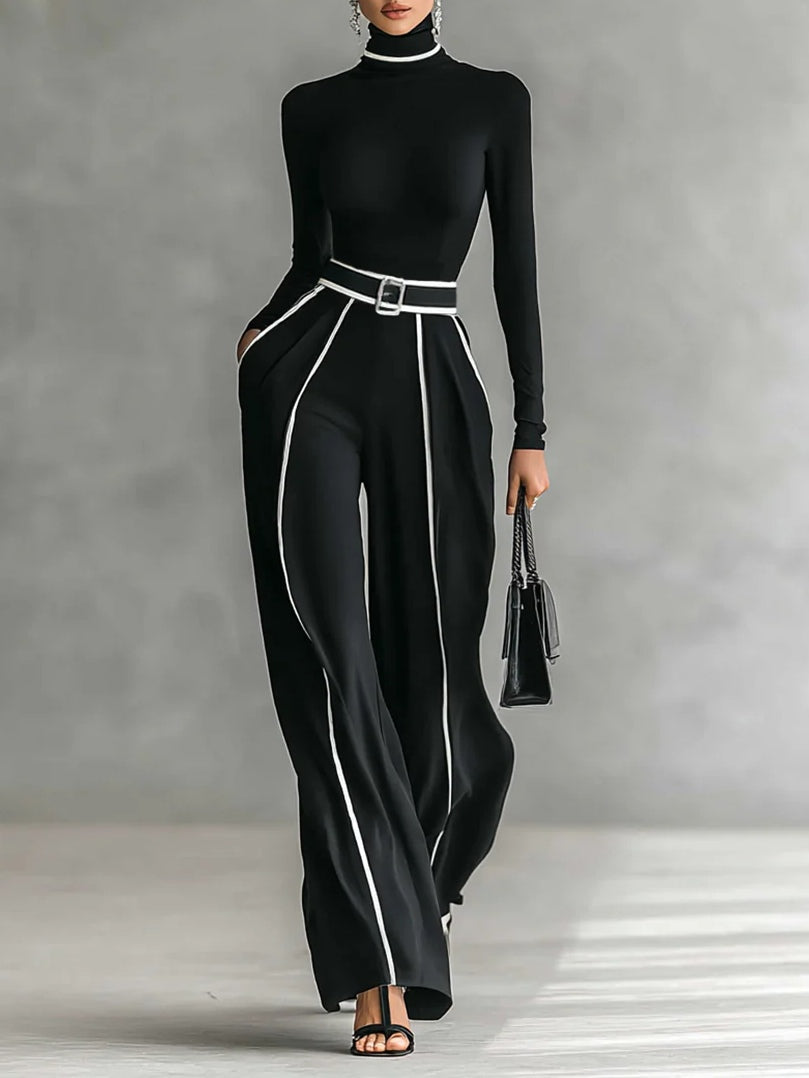 Emma - Ensemble élégant en deux pièces avec col montant et pantalon large