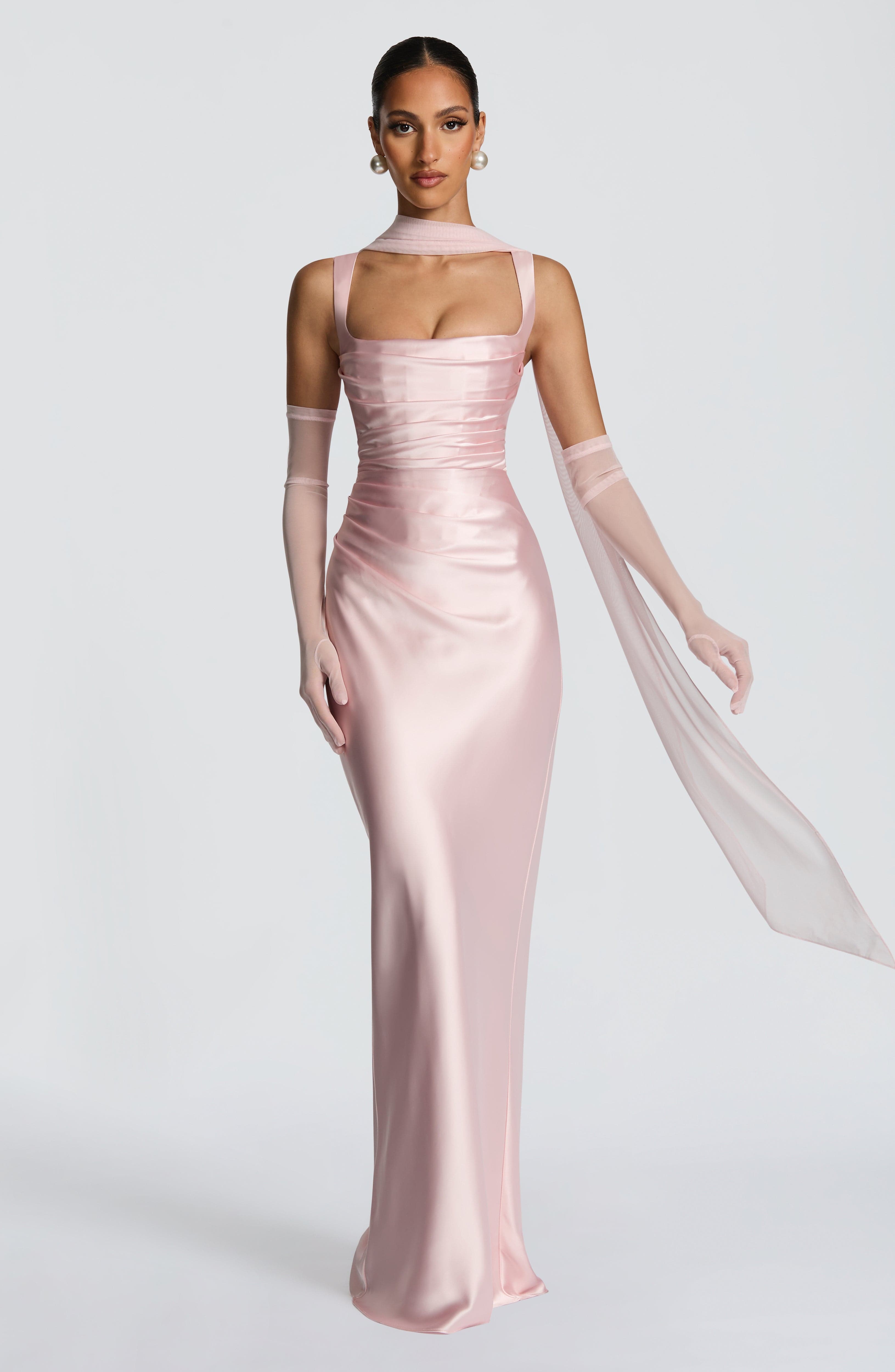 Mariela™ | Robe satinée de luxe avec plis asymétriques