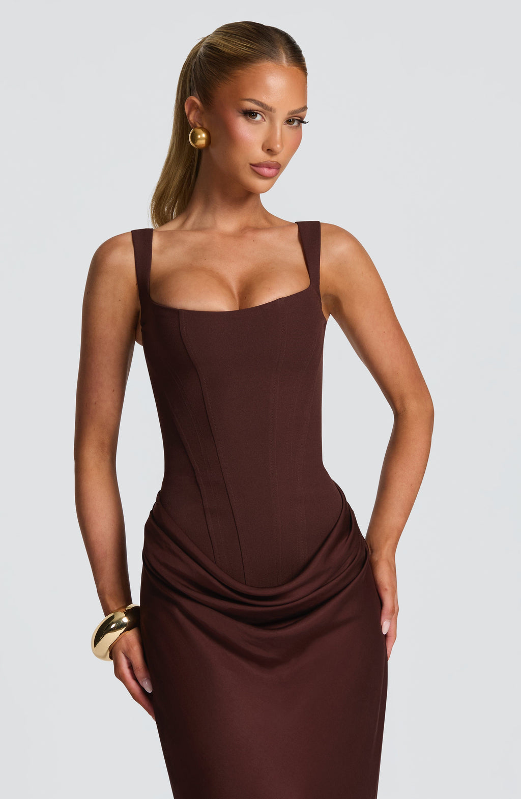 Elisa™ | Robe premium structurée à jupe satinée