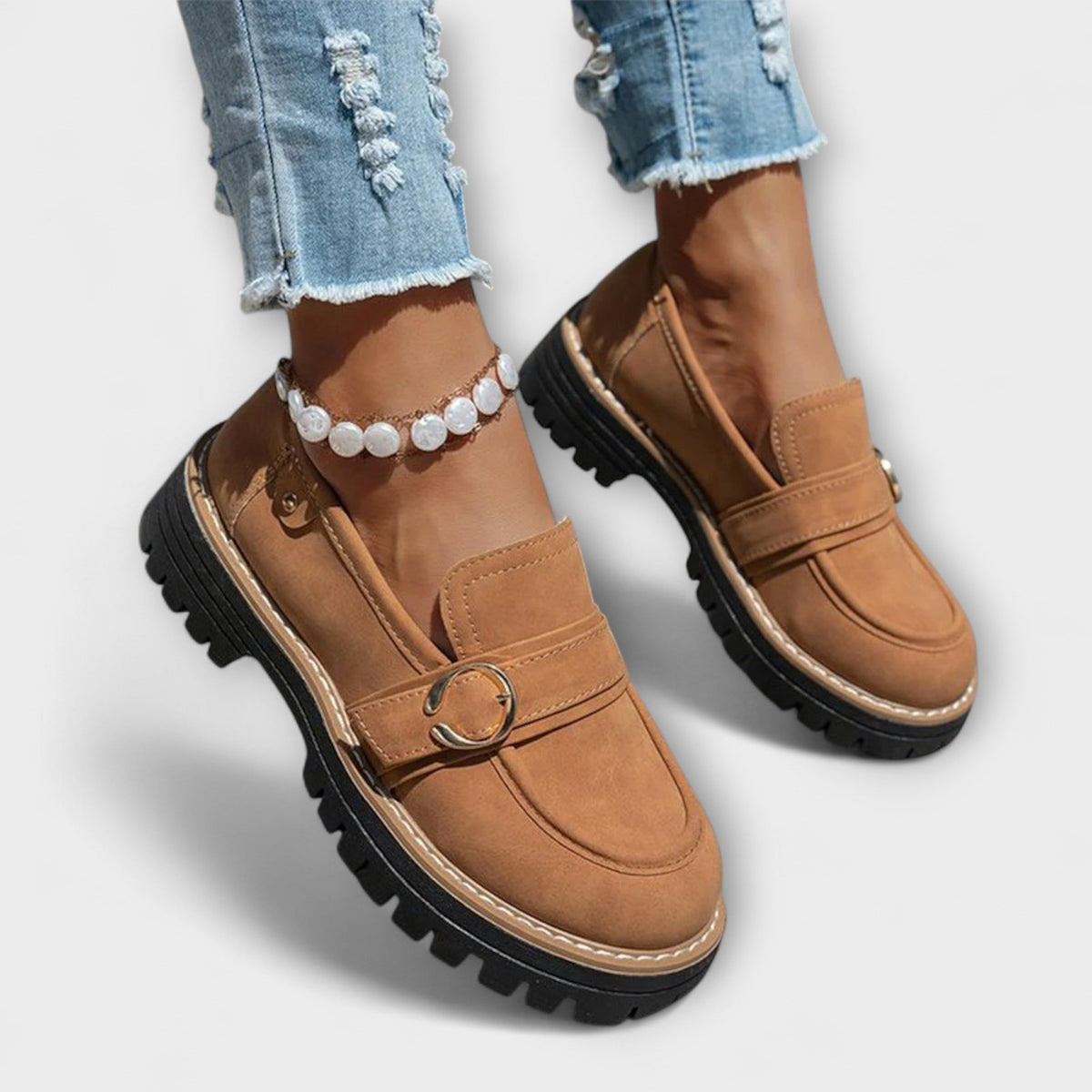 Lora™ | Mocasines Casual de Punta Redonda