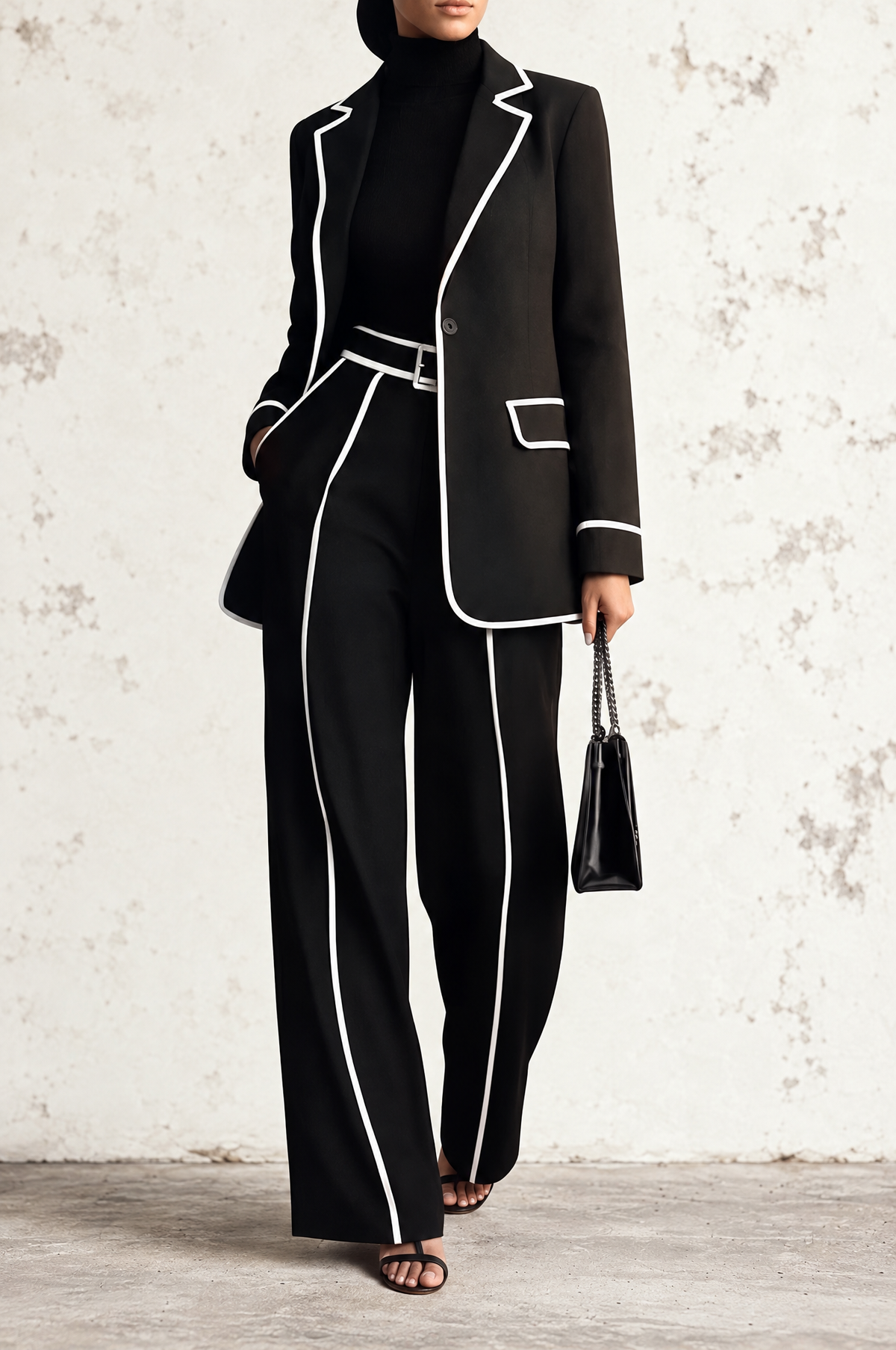 Claudia | Conjunto Blazer con Ribete y Pantalón Ancho