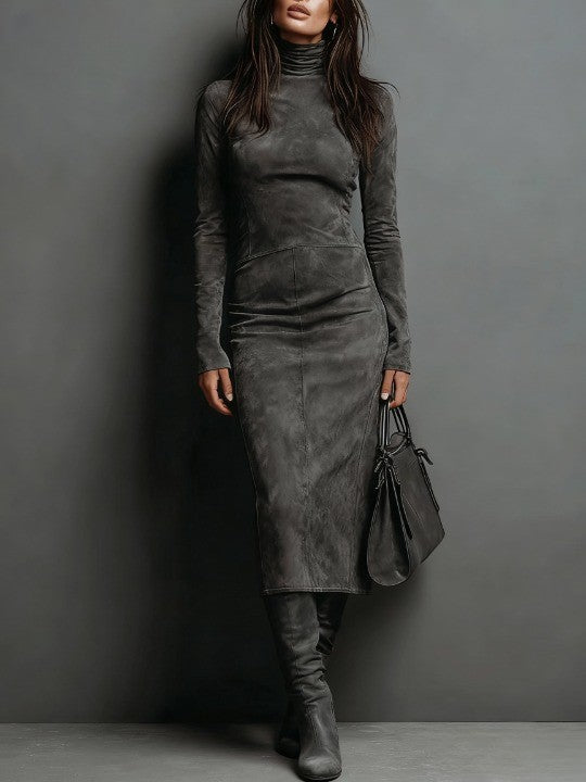 Lorena - Robe midi marron