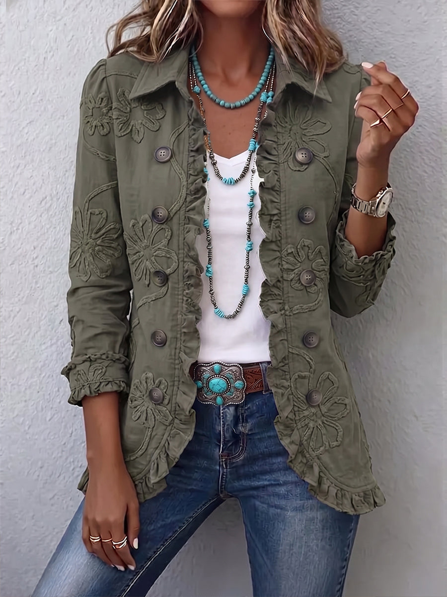Faustine | Chamarra Utilitaria Bordada Floral Boho