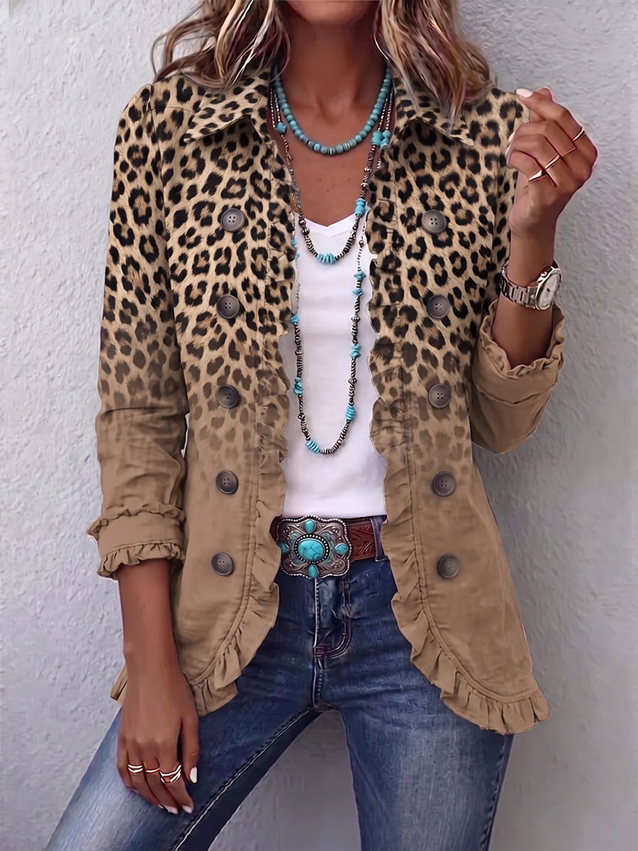 Estrella | Chamarra Leopardo Degradado con Volantes